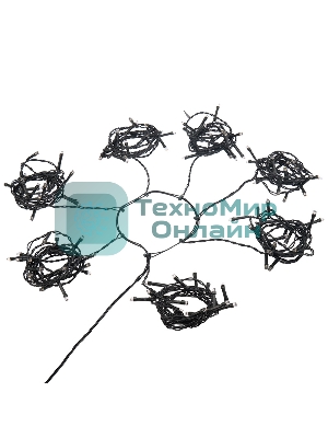 Елочная гирлянда с кольцом Neon-night, 7 нитей по 1,5 метра, цвет диодов теплый белый, не соединяется