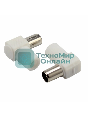 Разъем антенный на кабель штекер-TV угловой белый блист. Rexant 06-0014-A