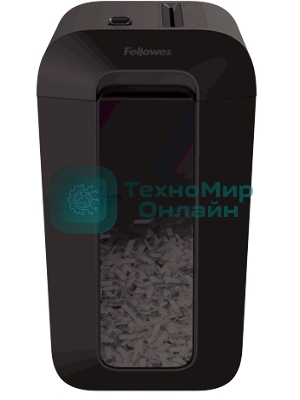 Шредер Fellowes PowerShred LX65 черный (секр.P-4)/перекрестный/10лист./22лтр./скрепки/скобы/пл.карты