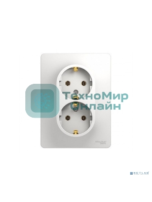 Розетка 2-м СП Glossa с заземл. в сборе бел. SchE GSL000124