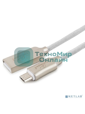 Кабель USB2.0 Cablexpert CC-P-mUSB02W-1.8M, AM/microB, серия Platinum, длина 1.8м, белый, блистер