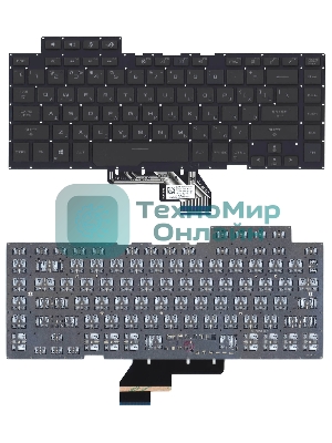 Клавиатура для ноутбука Asus ROG GU502 черная c подсветкой маленький энтер
