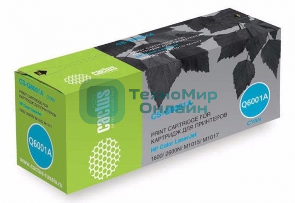 Картридж лазерный Cactus CS-Q6001A голубой (2000 стр.) для HP 1600/2600N/M1015/M1017