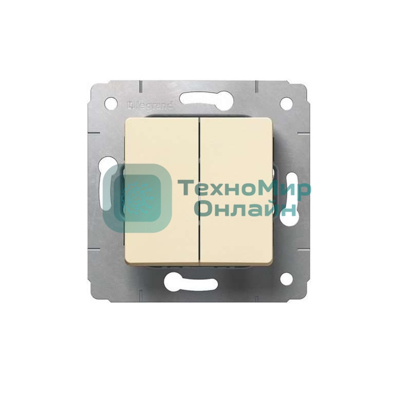 Механизм выключателя 2-кл. СП CARIVA 10А IP20 сл. кость Leg 773758