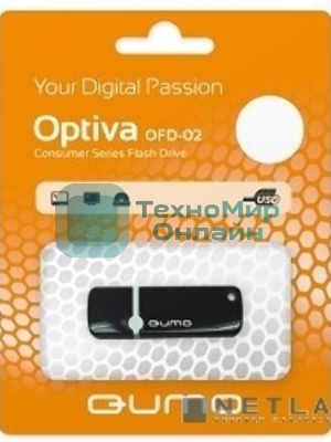 Флешка USB QUMO 8Gb, Optiva 02 Black QM8GUD-OP2 черный