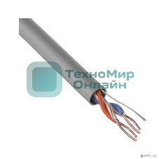 Кабель витая пара Rexant U/UTP, cat.5e, PVC, 2PR, 24AWG, INDOOR, SOLID, серый, 305м