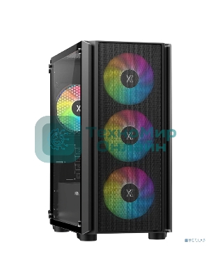 Компьютерный корпус XASTRA A402M 4FRGb Black mATX/Mesh/full-size TG/4x120мм FRGb fans/A402M-4FC12F-BK