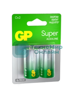 Алкалиновые батарейки GP Super Alkaline G-Tech 14А типоразмера C - 2 шт. на блистере (2 шт.)
