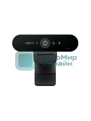 Веб-камера Logitech Brio 4K HDR 3840x2160, 30 кадр/с, USB Type-A, микрофон (2 шт, шумоподавление), автоматическая фокусировка, автоосвещение, HDR, шторка приватности, универсальное крепление