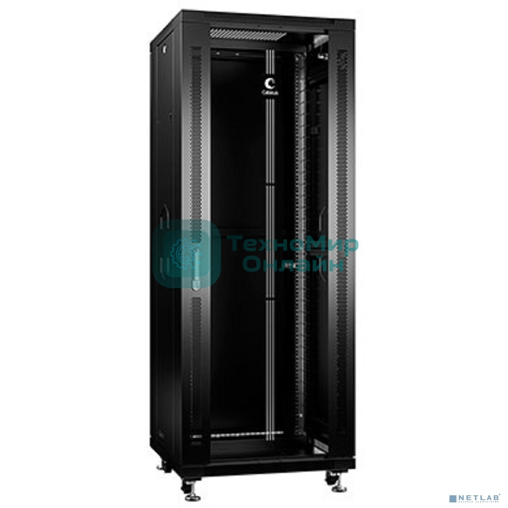 Шкаф телекоммуникационный напольный Cabeus, IP20, 32U, 1610х600х800 мм (ВхШхГ), дверь: стекло, боковая панель: сплошная, разборный, черный