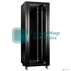 Шкаф телекоммуникационный напольный Cabeus, IP20, 32U, 1610х600х800 мм (ВхШхГ), дверь: стекло, боковая панель: сплошная, разборный, черный