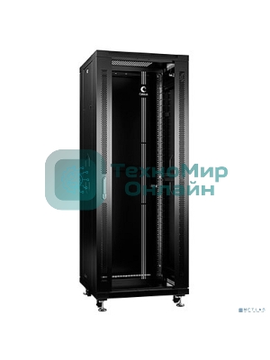Шкаф телекоммуникационный напольный Cabeus, IP20, 32U, 1610х600х800 мм (ВхШхГ), дверь: стекло, боковая панель: сплошная, разборный, черный