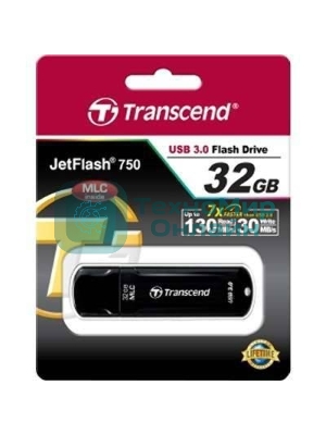 Флешка USB Transcend JetFlash 750 (TS32GJF750K), 32Gb, USB 3.0, R/W 130/30, черный
