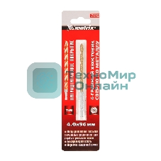 Сверло по металлу Matrix, 4 мм, HSS, нитридтитановое покрытие, 6-гранный хвостовик