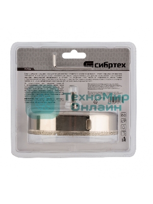 Сверло по керамической плитке и стеклу Сибртех, 120 х 55 мм, 6 гр.хв-к, с центр. сверлом