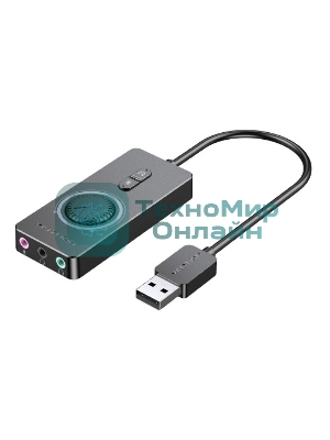 Внешняя звуковая карта Vention USB c регулятором громкости Черная