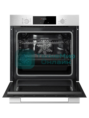 Встраиваемый духовой шкаф Kuppersberg HF 609 BX, High-Tech, объем 80 л, 10 режимов работы, телескопические направляющие, цифровой таймер, 2 стекла в дверце, утапливаемые переключатели, энергоэффективность А, черный/нержавеющая сталь