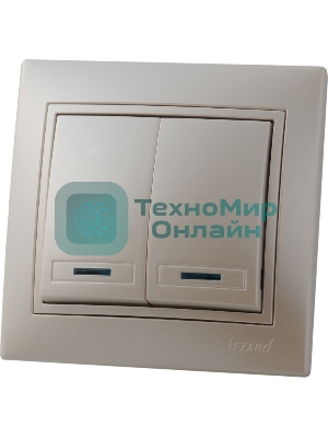 Выключатель LEZARD 701-3030-112 серия скр. проводки Мира двойной подсветка жемчужно-белый перламутр