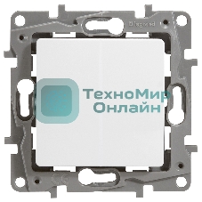 Переключатель 2-клавишный, 10AX, бел. ETIKA 