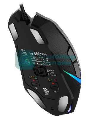 Мышь проводная A4Tech Bloody W60 Max серый/черный, 10000 dpi, USB, кнопки - 10