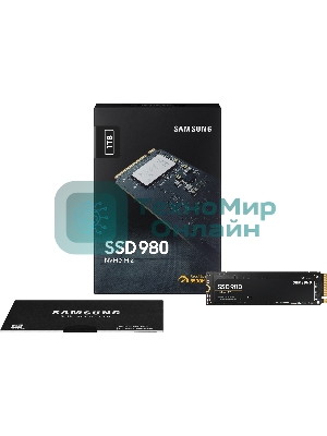 Накопитель SSD Samsung 980, 1000Gb, PCIe 3.0 x4, M.2 2280, NVMe, R/W 3500/3000