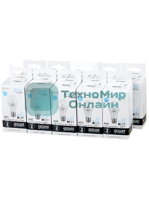 Лампа светодиодная Gauss Elementary 20Вт цок.: E27 груша 220B 6500K св. свеч. белый хол. A60 (упак.: 10 шт)