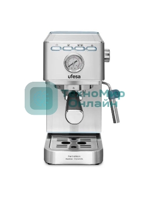 Кофеварка рожковая Ufesa CE8030 MILAZZO серебристый, исп. кофе - молотый, 1.4 л, 1350 Вт, 20 бар