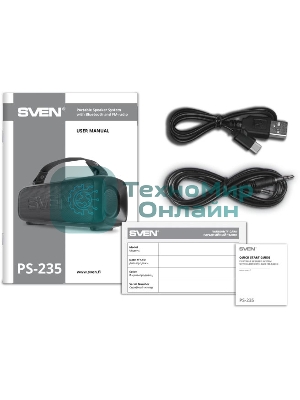 Портативная колонка SVEN PS-235 черный 12W 2.0 BT 3600mAh