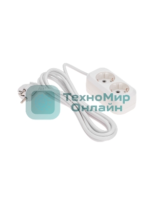 Удлинитель PROconnect 2 гнезда, 3 м, 3х0,75 мм², с/з, белый