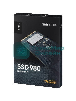 Накопитель SSD Samsung 980, 1000Gb, PCIe 3.0 x4, M.2 2280, NVMe, R/W 3500/3000