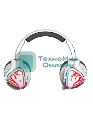 Гарнитура Bloody MR720 Naraka белый, беспроводная + проводная, радиоканал/Bluetooth/mini jack 3.5 мм, до 44 ч, подсветка