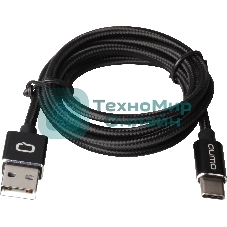 Кабель Qumo Type-С кабель, 1м, USB 2.0, 5В, 2А, 10Вт, PVC оплетка, PVC molded коннектор, черный