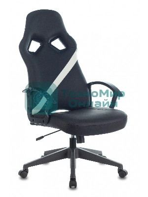 Кресло игровое Zombie DRIVER черный/белый, искусственная кожа, с подголов. крестовина пластик