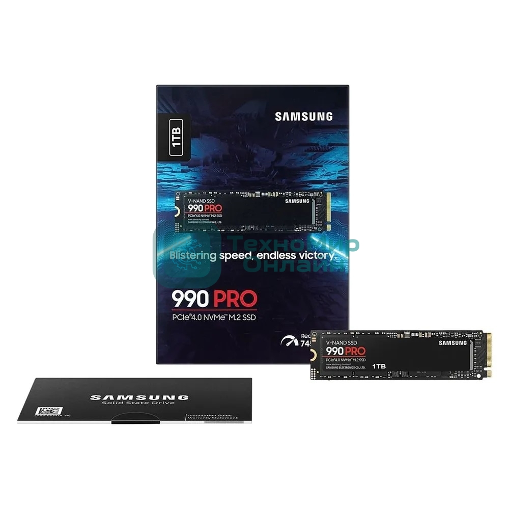 Накопитель SSD Samsung 990 PRO, 1000Gb, PCIe 4.0 x4, M.2 2280, NVMe, R/W 7450/6900