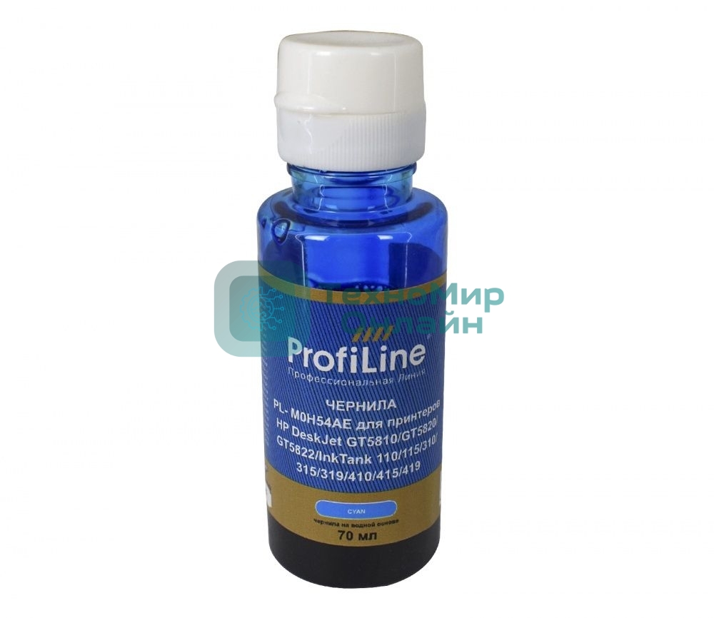 Чернила ProfiLine PL-M0H54AE (GT52) для принтеров HP DeskJet GT5810/GT5820/GT5822/InkTank 110/115/310/315/319/410/415/418 на водной основе Cyan 70 мл