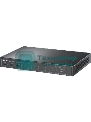 Настольный коммутатор TP-Link TL-SL1311P, 8 портов 10/100 Мбит/с с поддержкой PoE+, 2 гигабитных порта без поддержки PoE, 1 порт SFP, 802.3af/at, бюджет PoE — 65 Вт, стальной корпус