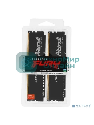 Оперативная память Kingston Fury Beast, DDR5, 16GB (2x8GB), 6000MHz, CL36, с радиаторами, черный