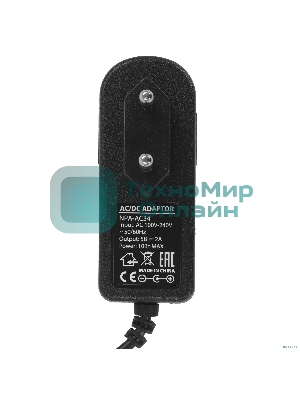 Блок питания Gembird NPA-AC34, 5В/2А, 10Вт, 1 штекер 3.5х1.35мм, черный