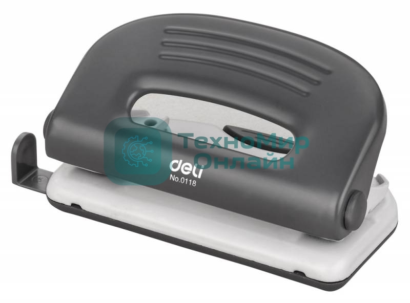 Дырокол Deli PRO E0118, до 10 листов, металл ассорти, отверстий: 2, с линейкой
