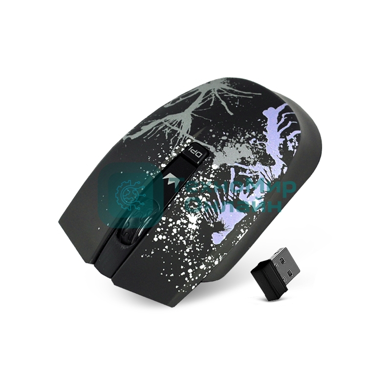 Мышь беспроводная Crown CMM-930W черный, 1600 dpi, радиоканал, USB, кнопки - 4