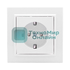Розетка 1-местная СП с заземлением 16А белая с защ. штор. EKF Basic Минск