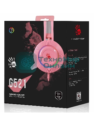 Гарнитура Bloody G521 розовый, проводная