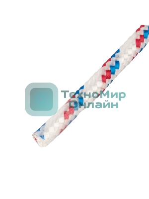 Фал плетеный Сибртех полипр. 16-прядный с полипр. серд. 8 мм, бухта 100 м, 520 кгс