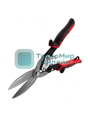 Ножницы по металлу Matrix, удлиненные, 290 мм, прямой рез, CrMo, 2-комп.обрезиненные рук-ки, PRO