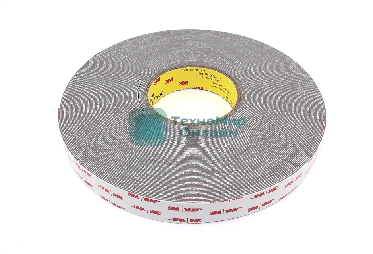 Скотч двусторонний вспененный 3M VHB 25 мм серый, 50 м