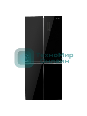 Холодильник Maunfeld MFF183NFBE черный трехкамерный инвертор 270/135л морозилка снизу, Total NoFrost, Side by Side