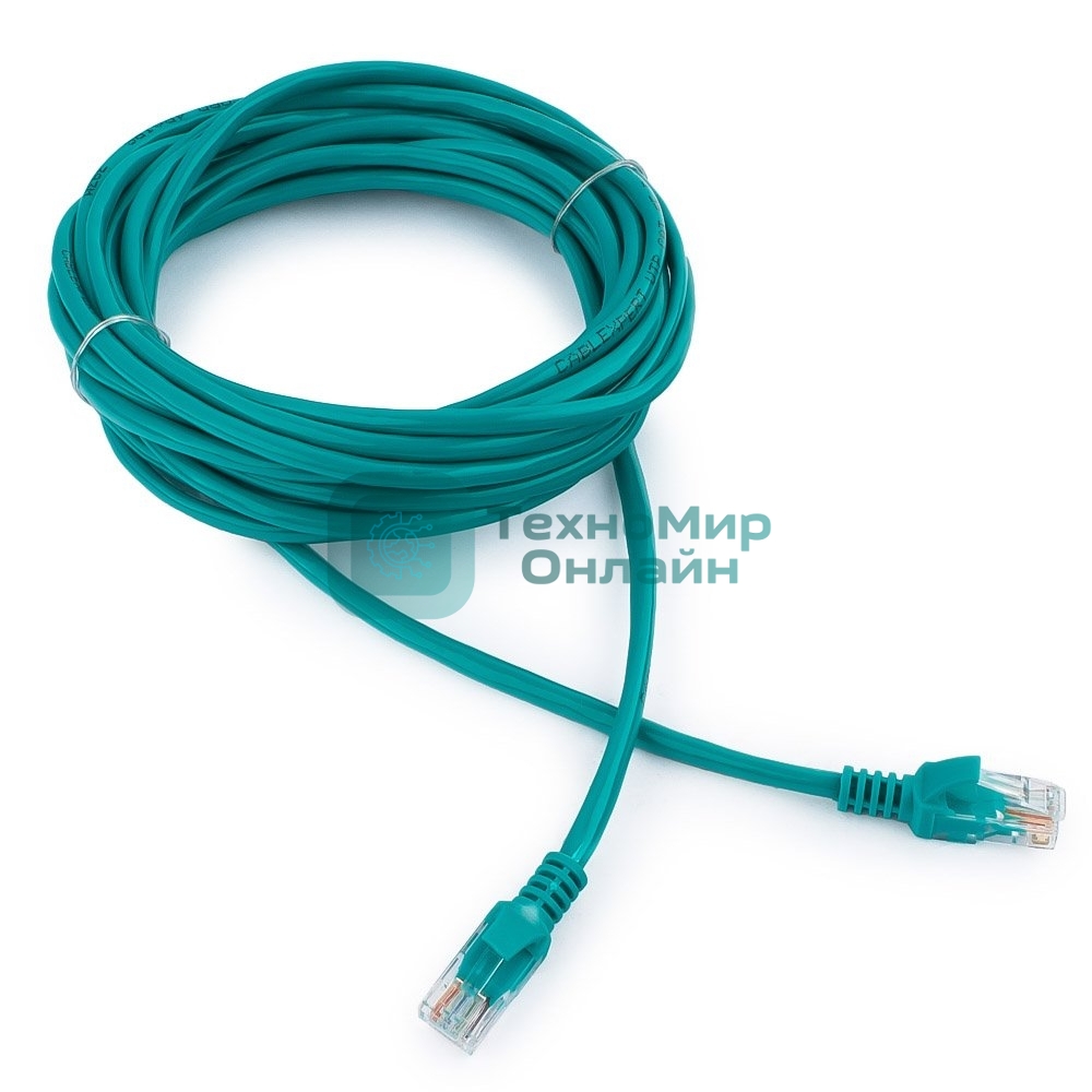 Патч-корд UTP Cablexpert cat.5e, 5м, литой, многожильный, зеленый