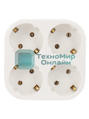 Четверник электрический Rexant 16 А с заземлением белый