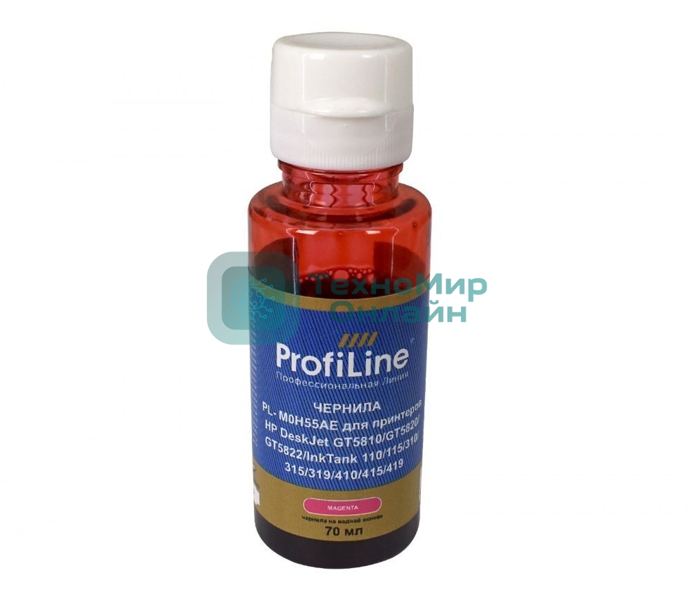 Чернила ProfiLine PL-M0H55AE (GT52) для принтеров HP DeskJet GT5810/GT5820/GT5822/InkTank 110/115/310/315/319/410/415/418 на водной основе Magenta 70 мл