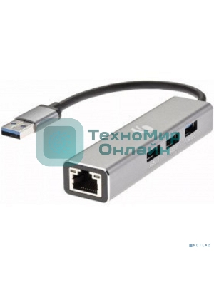 Переходник VCOM USB 3.0 -->RJ-45 1000Mbps+3 USB3.0, Aluminum Shell, 0.2м DH312A